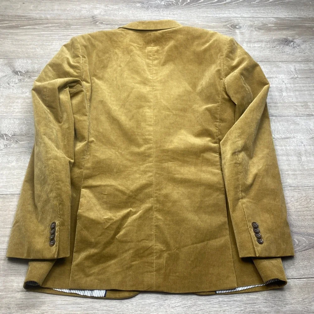 Banana Republic Mens 44R Corduroy Blazer Tan Mustard Duca Visconti Tailored Fit